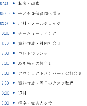 保育園への送りから始まる一日 タイムスケジュール